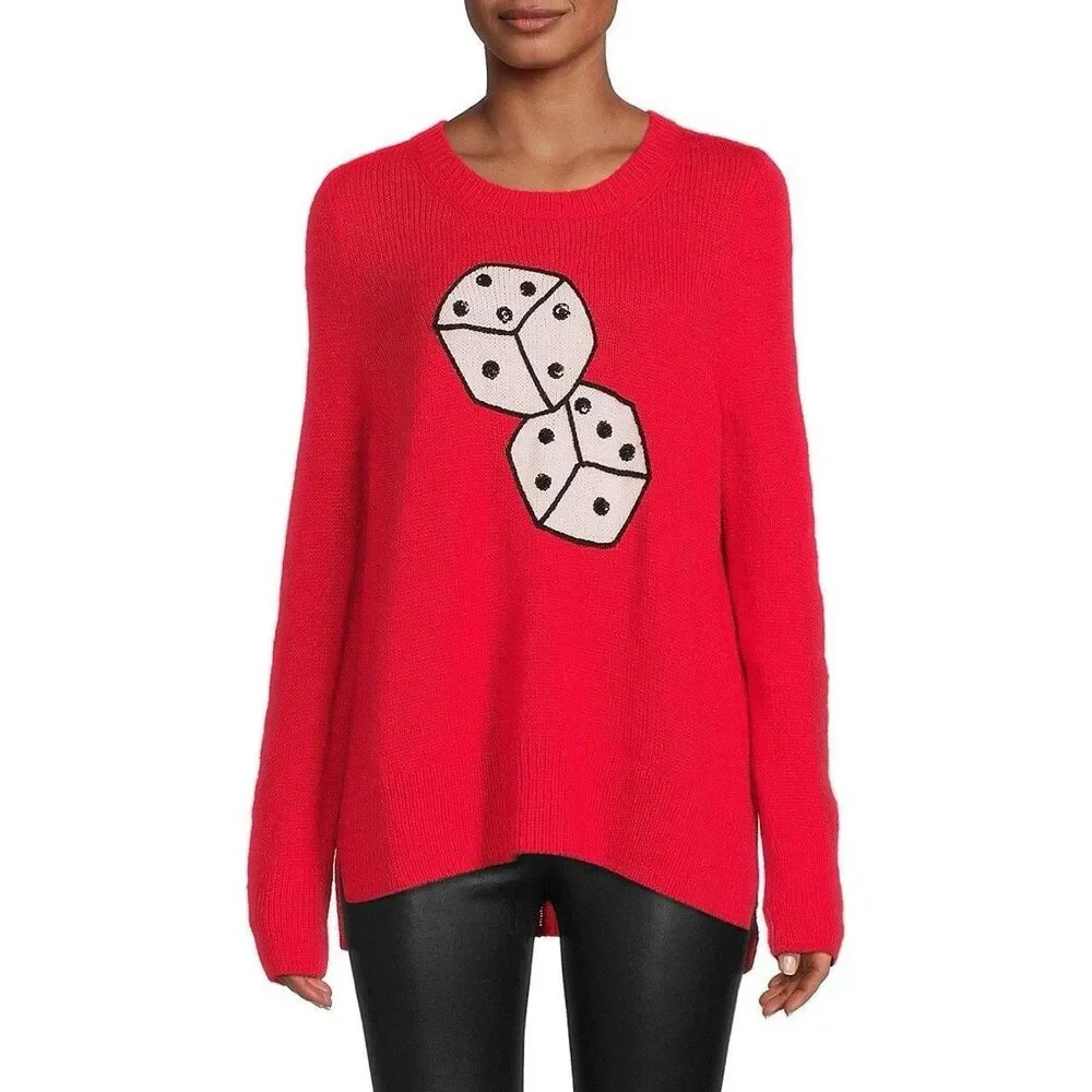 NWT Kate Spade Sequined Dice Wool Alpaca Oversized Sweater Size M - Picture 2 of 11
